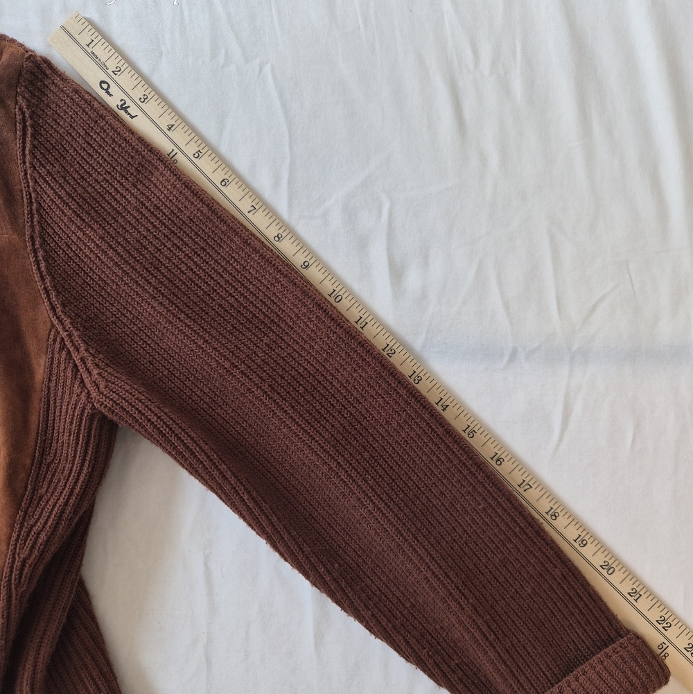 Valerie Separates Leather & Merino Wool Mixed Media Zip Jacket - Brown - XL - Picture 7 of 8